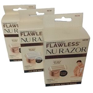3× Finishing‎ Touch Flawless Nu Razor Replacement Head Only 18K Gold Plated